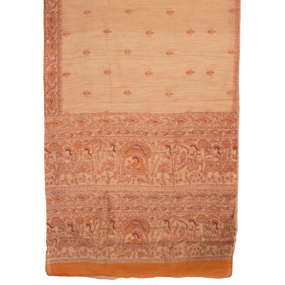 Madhubani Printed Bhagalpur Tussar Silk Saree 10032210