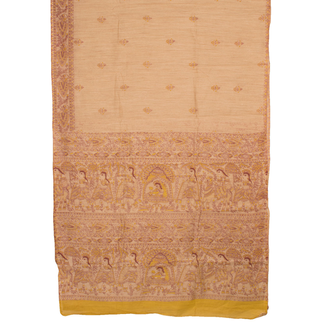 Madhubani Printed Bhagalpur Tussar Silk Saree 10032214
