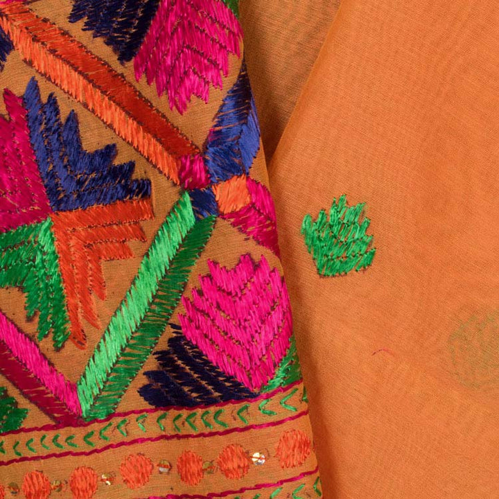 Phulkari Embroidered Silk Cotton Dupatta 10044721