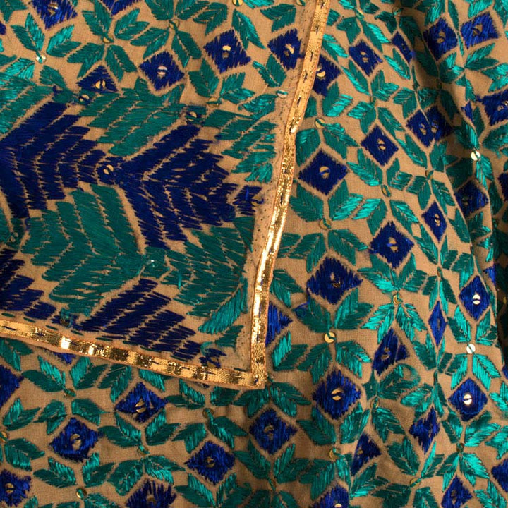 Phulkari Embroidered Cotton Dupatta 10044722