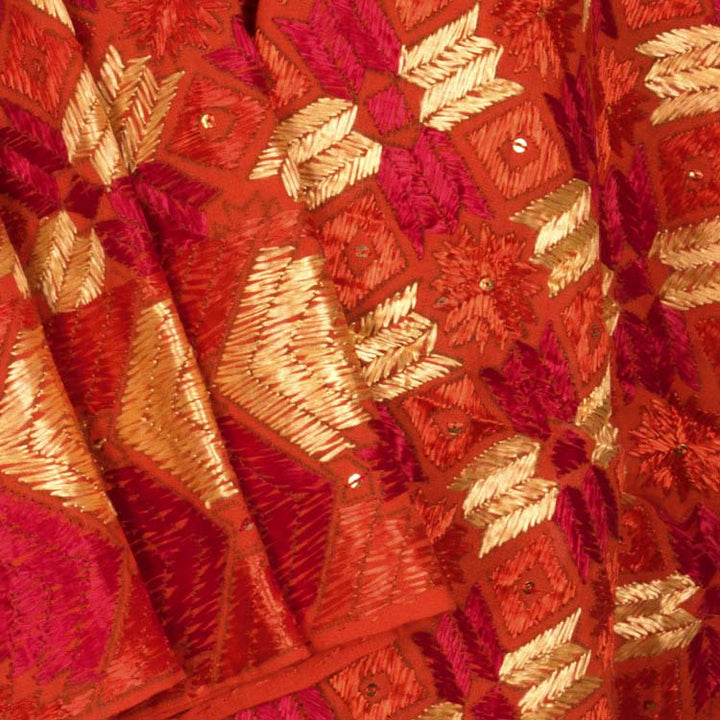 Phulkari Embroidered Cotton Dupatta 10044723