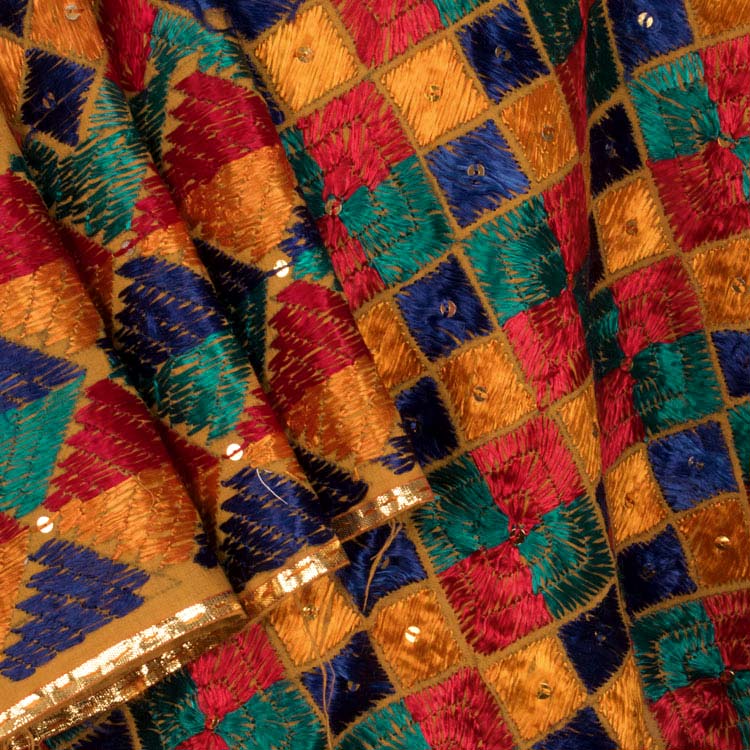 Phulkari Embroidered Cotton Dupatta 10044725