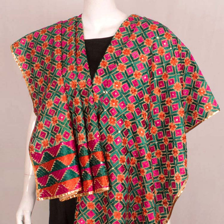 Phulkari Embroidered Cotton Dupatta 10044729