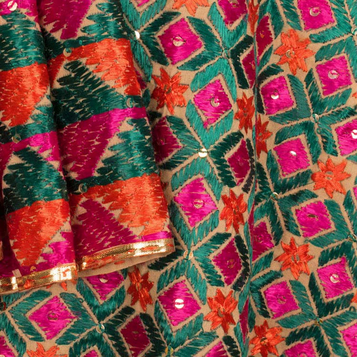 Phulkari Embroidered Cotton Dupatta 10044729