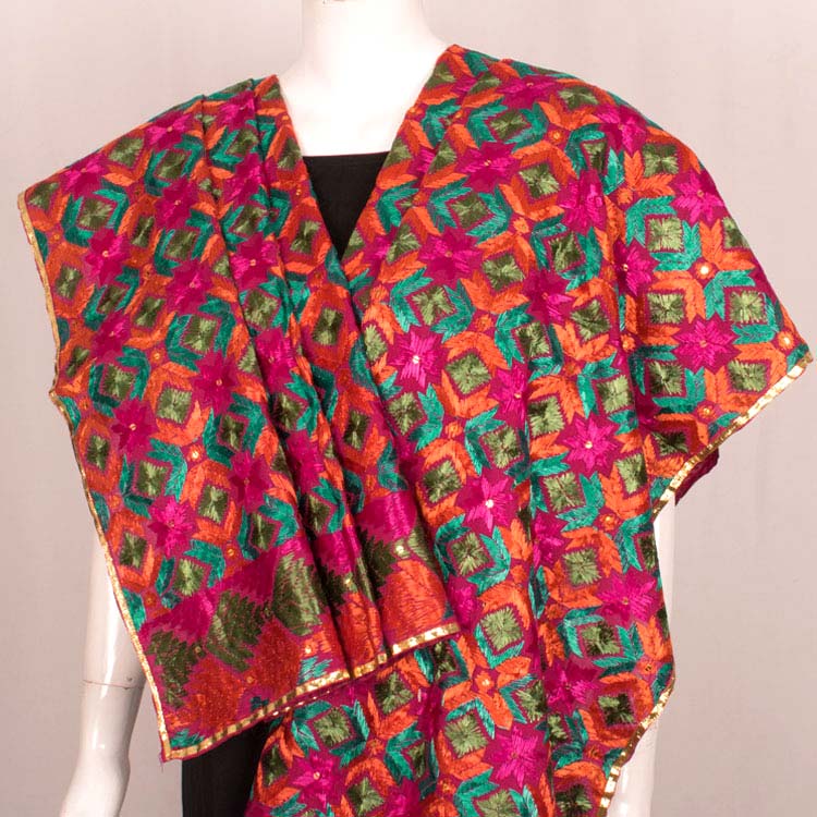 Phulkari Embroidered Cotton Dupatta 10044733