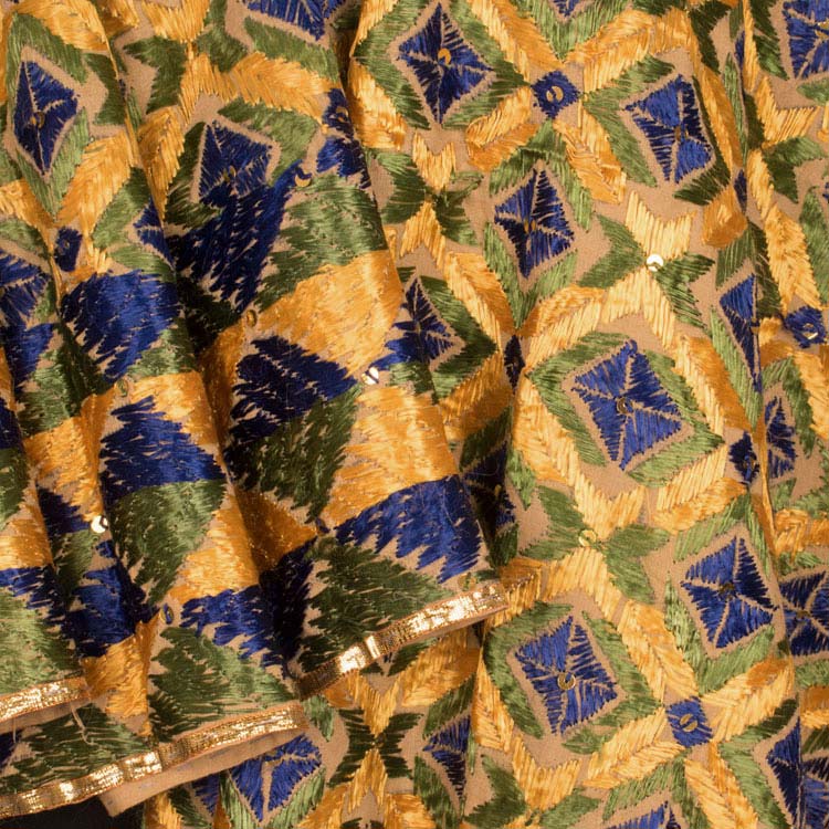 Phulkari Embroidered Cotton Dupatta 10044734