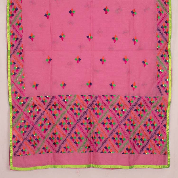 Phulkari Embroidered Silk Cotton Dupatta 10044735