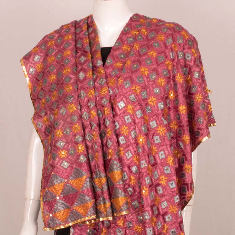 Phulkari Embroidered Cotton Dupatta 10044737