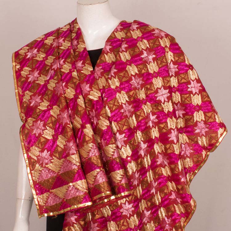 Phulkari Embroidered Cotton Dupatta 10044738