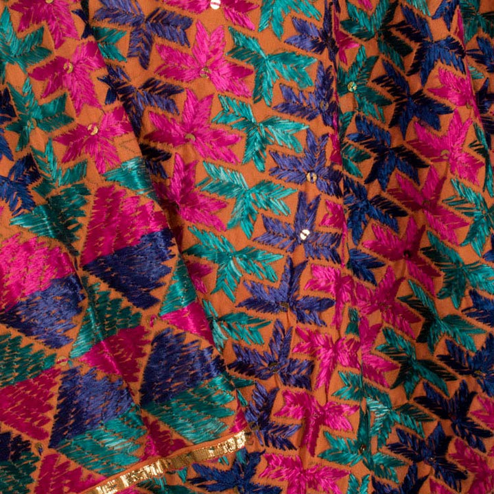 Phulkari Embroidered Cotton Dupatta 10044739