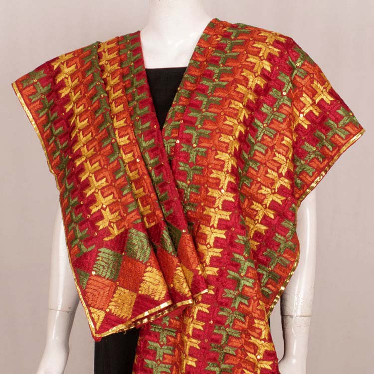 Phulkari Embroidered Cotton Dupatta 10044741