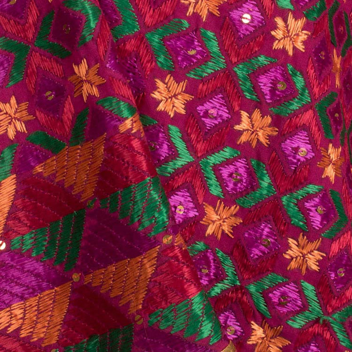 Phulkari Embroidered Cotton Dupatta 10044745