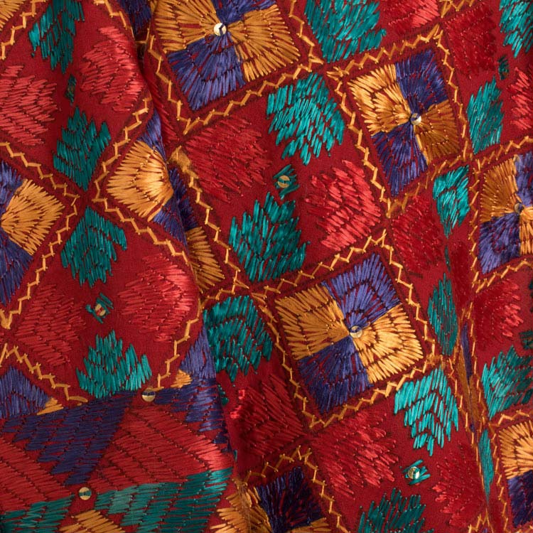 Phulkari Embroidered Cotton Dupatta 10044747