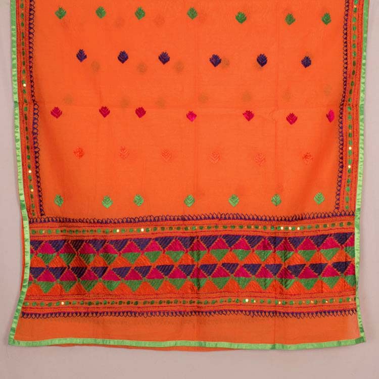 Phulkari Embroidered Silk Cotton Dupatta 10044749