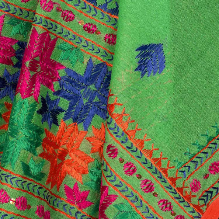 Phulkari Embroidered Silk Cotton Dupatta 10044750