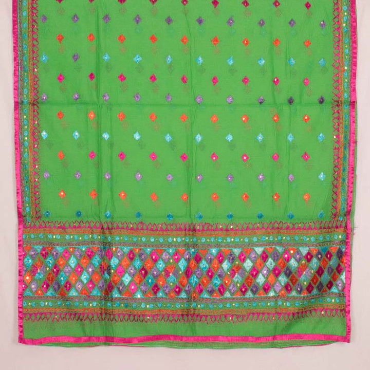Phulkari Embroidered Silk Cotton Dupatta 10044751