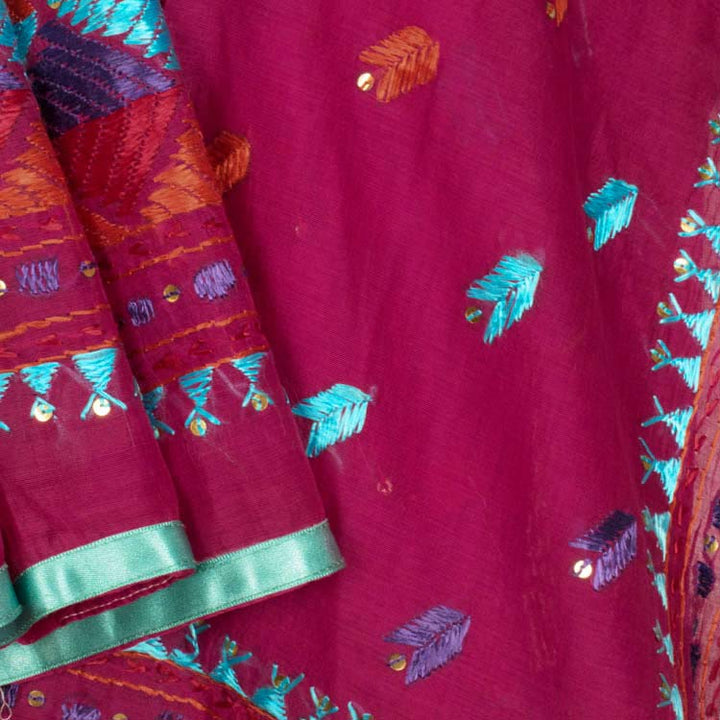 Phulkari Embroidered Silk Cotton Dupatta 10044752