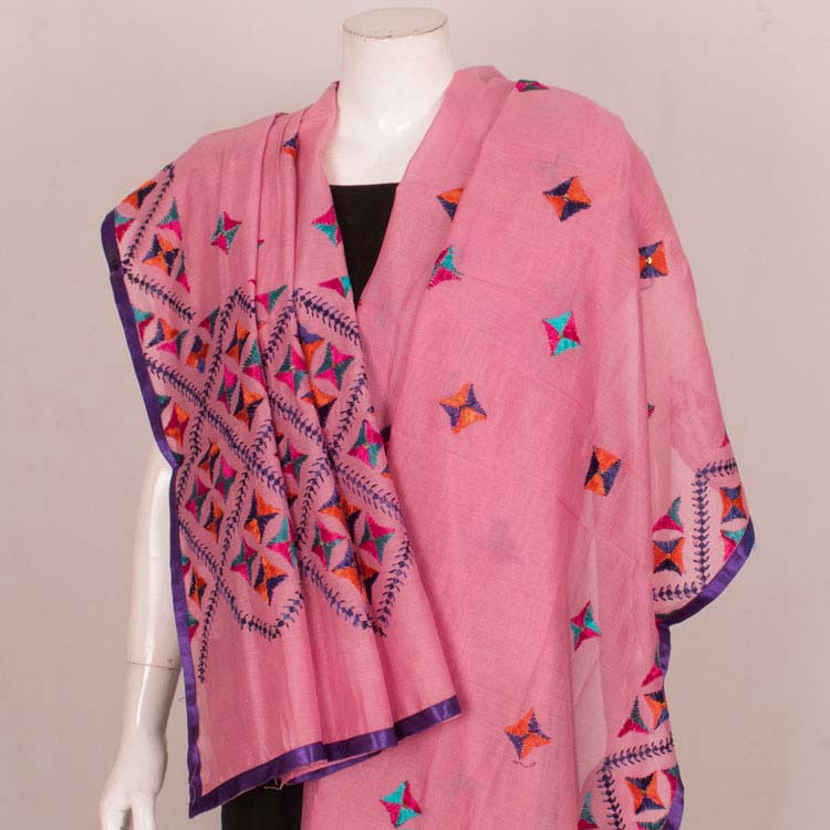 Phulkari Embroidered Silk Cotton Dupatta 10044753