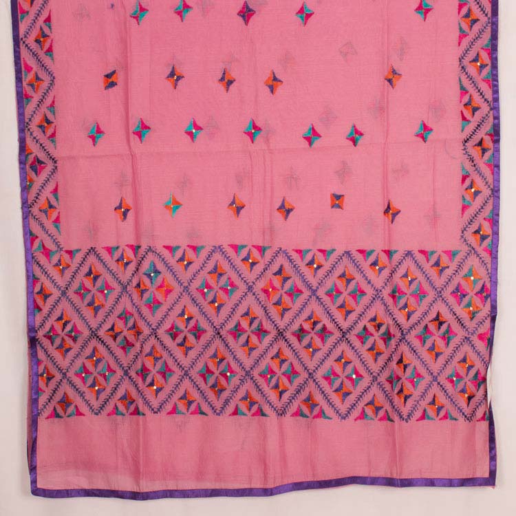 Phulkari Embroidered Silk Cotton Dupatta 10044753