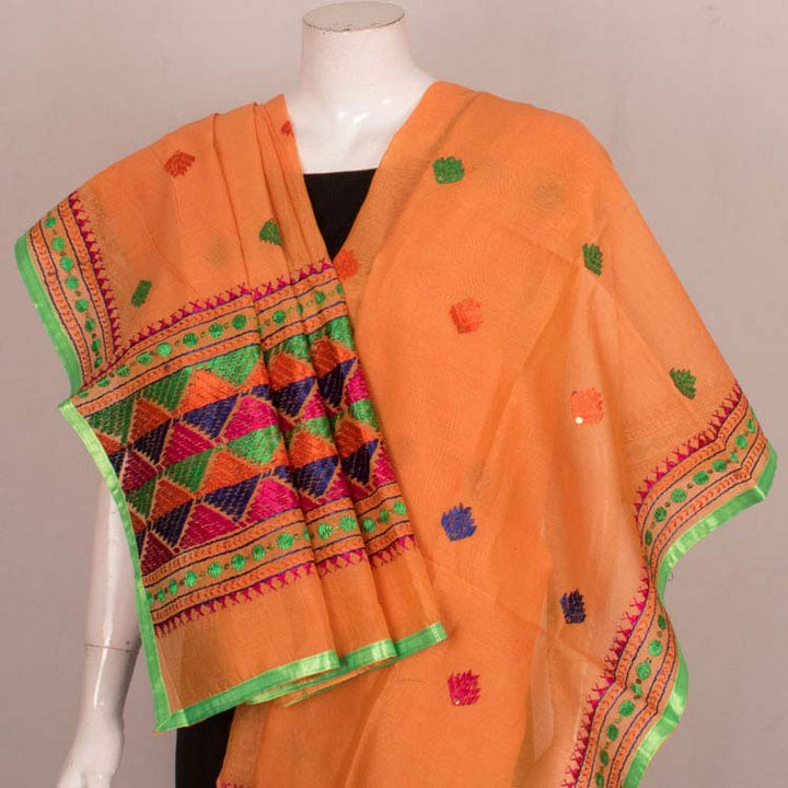 Phulkari Embroidered Silk Cotton Dupatta 10044754