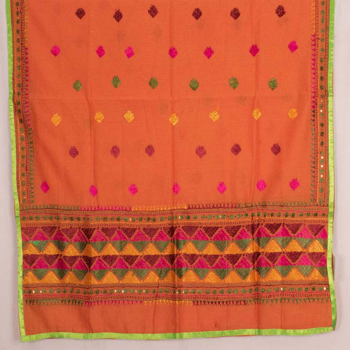 Phulkari Embroidered Silk Cotton Dupatta 10044755