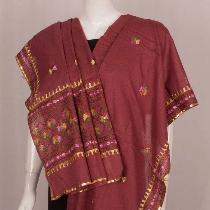 Phulkari Embroidered Cotton Dupatta 10044756