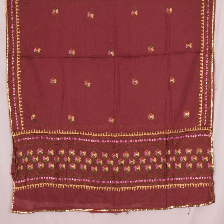 Phulkari Embroidered Cotton Dupatta 10044756
