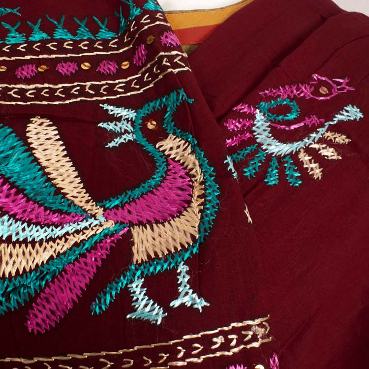 Phulkari Embroidered Cotton Dupatta 10044757