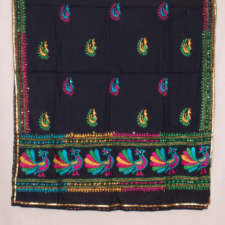 Phulkari Embroidered Cotton Dupatta 10044758