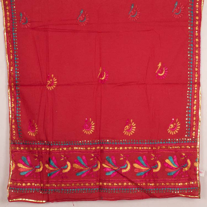 Phulkari Embroidered Cotton Dupatta 10044759