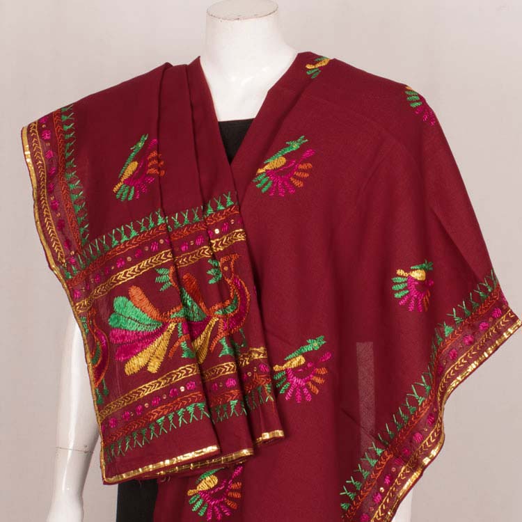 Phulkari Embroidered Cotton Dupatta 10044762