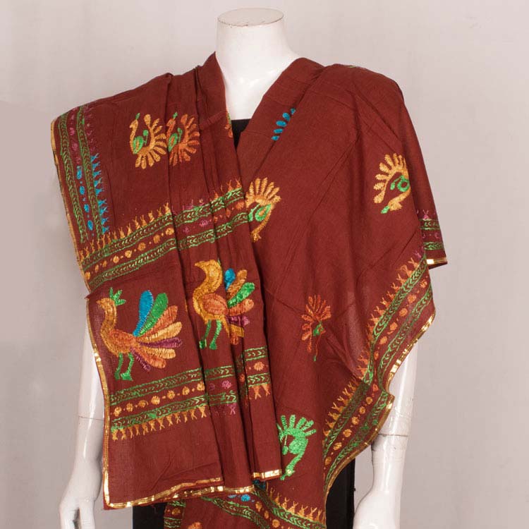 Phulkari Embroidered Cotton Dupatta 10044763
