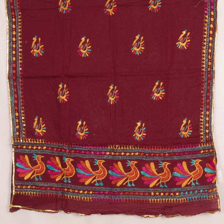 Phulkari Embroidered Cotton Dupatta 10044767