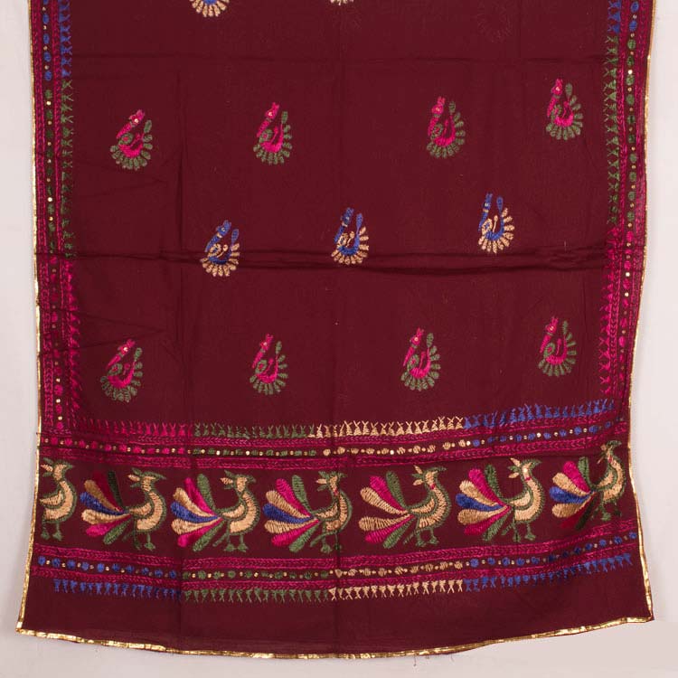 Phulkari Embroidered Cotton Dupatta 10044768