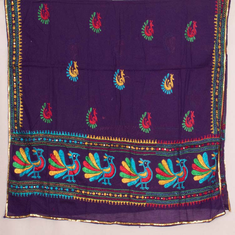 Phulkari Embroidered Cotton Dupatta 10044769