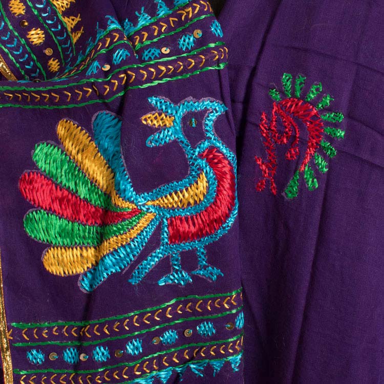 Phulkari Embroidered Cotton Dupatta 10044769