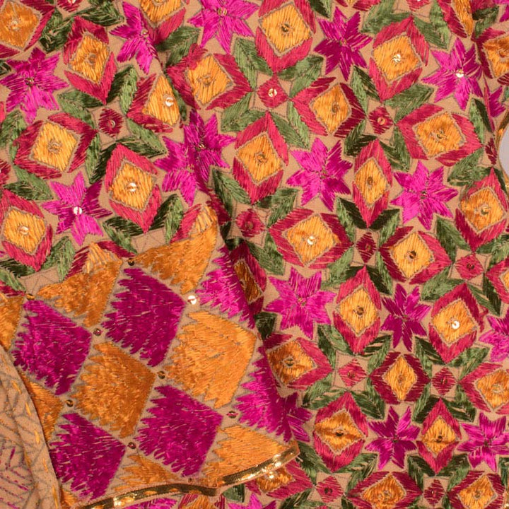 Phulkari Embroidered Cotton Dupatta 10044772