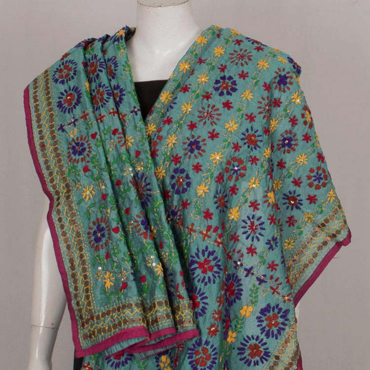 Phulkari Embroidered Silk Cotton Dupatta 10044850