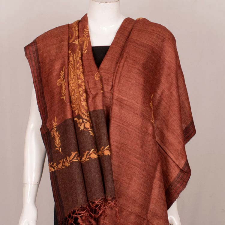 Phulkari Embroidered Tussar Silk Dupatta 10045010