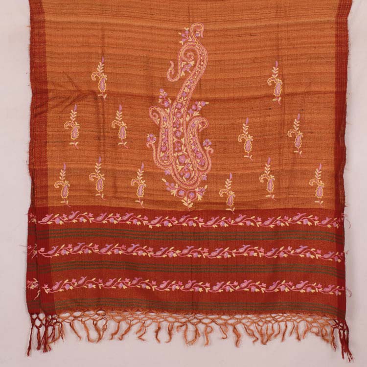 Phulkari Embroidered Tussar Silk Dupatta 10045012