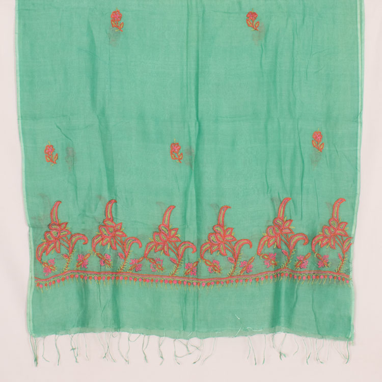 Phulkari Embroidered Silk Cotton Stole 10044817