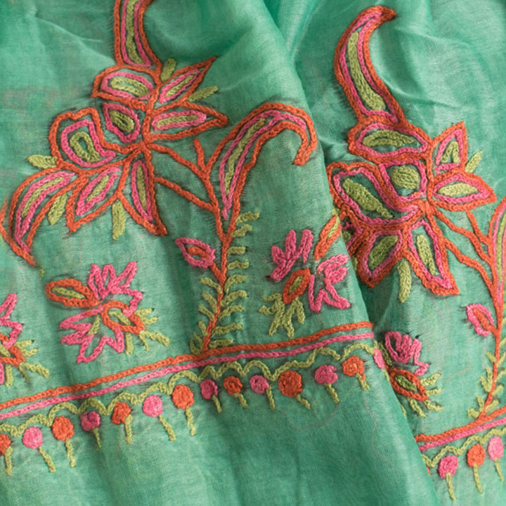 Phulkari Embroidered Silk Cotton Stole 10044817