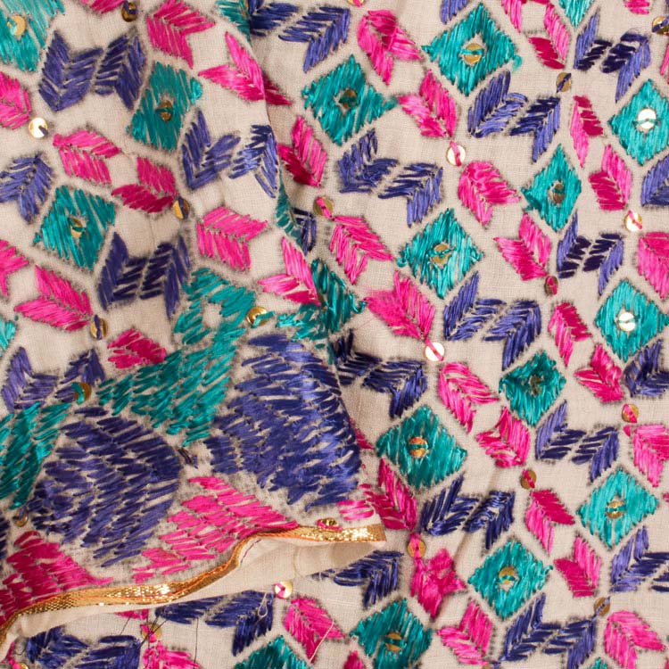 Phulkari Embroidered Cotton Stole 10044822