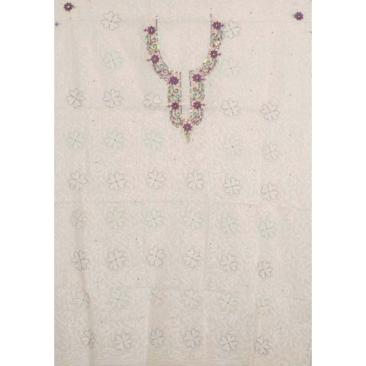 Chikankari Embroidered Kota Cotton Kurta Material 10039902