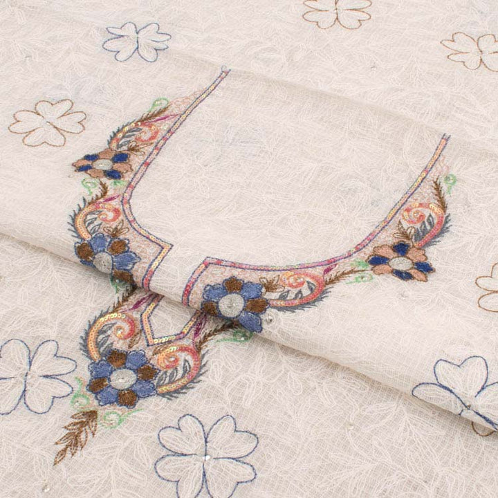 Chikankari Embroidered Kota Cotton Kurta Material 10039904
