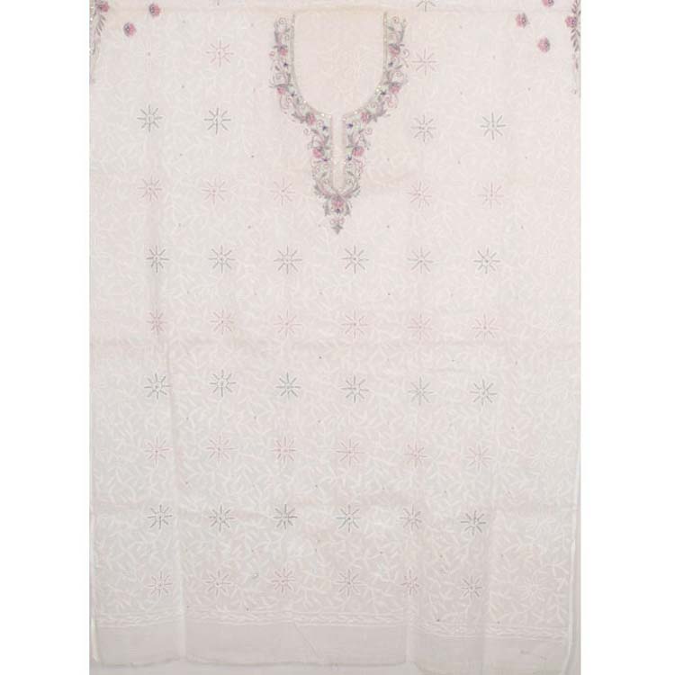 Chikankari Embroidered Kota Cotton Kurta Material 10039914