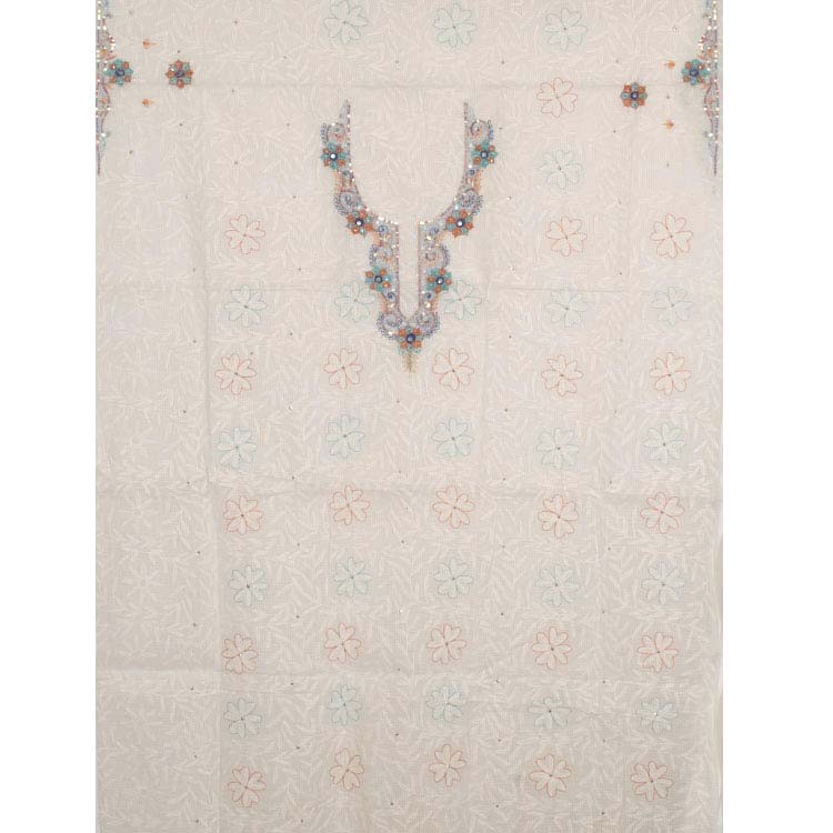 Chikankari Embroidered Kota Cotton Kurta Material 10039915
