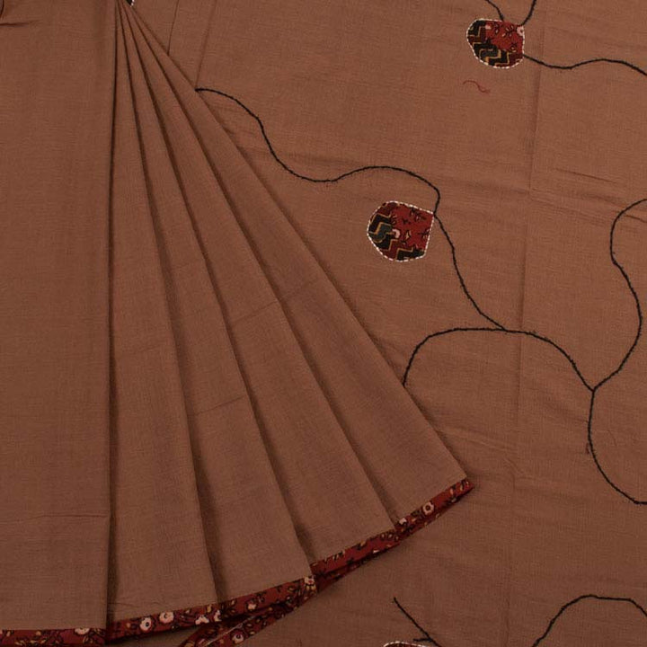 Applique Embroidered Khadi Cotton Saree 10035967