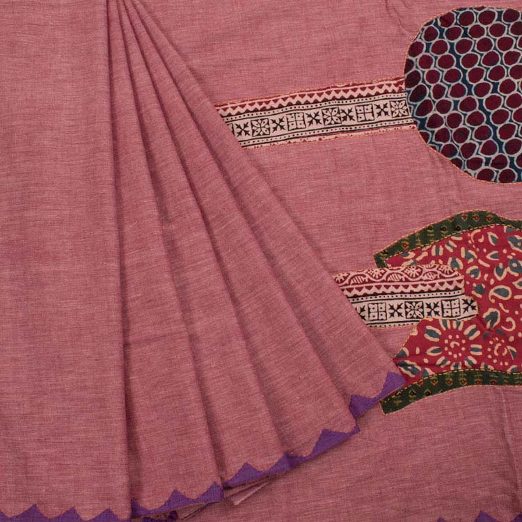 Applique Embroidered Khadi Cotton Saree 10035968