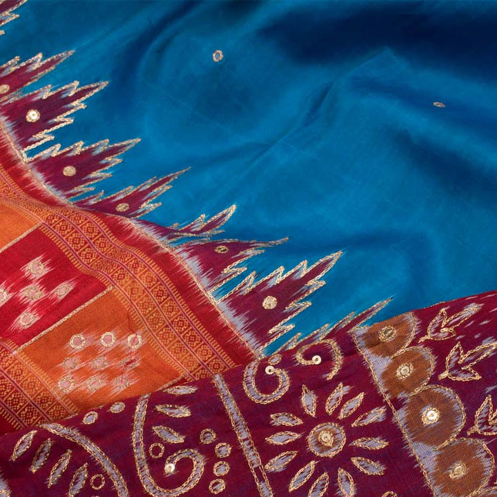 Handloom Embroidered Khandua Ikat Silk Saree 10039182